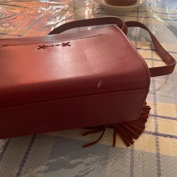 Elizabeth And James Eloise Field Bag Plum Tassle Leather Suede - Picture 4 of 16